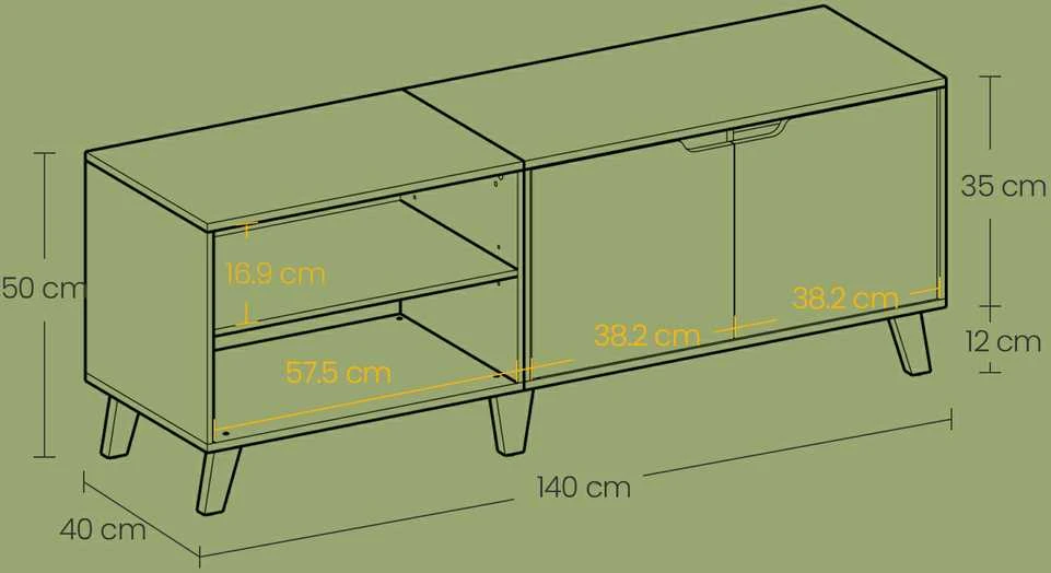 TV staliukas Songmics Vasagle Televizoriaus spintelė, televizoriaus staliukas su 2 durelėmis, 140 cm ilgio