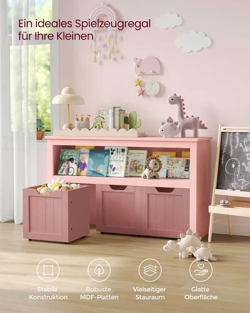 Songmics Vasagle Vaikiška lentyna su ratukais 30 x 102 x 60 cm pastelinės rožinės spalvos