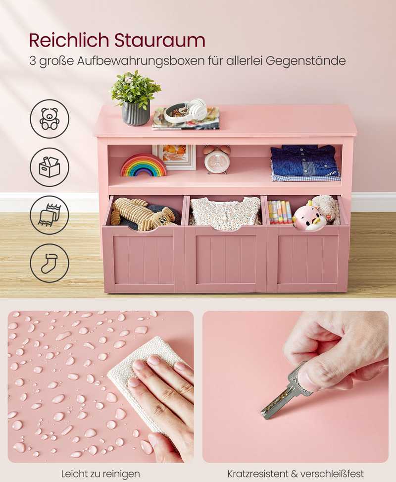 Songmics Vasagle Vaikiška lentyna su ratukais 30 x 102 x 60 cm pastelinės rožinės spalvos