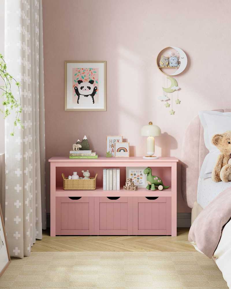 Songmics Vasagle Vaikiška lentyna su ratukais 30 x 102 x 60 cm pastelinės rožinės spalvos