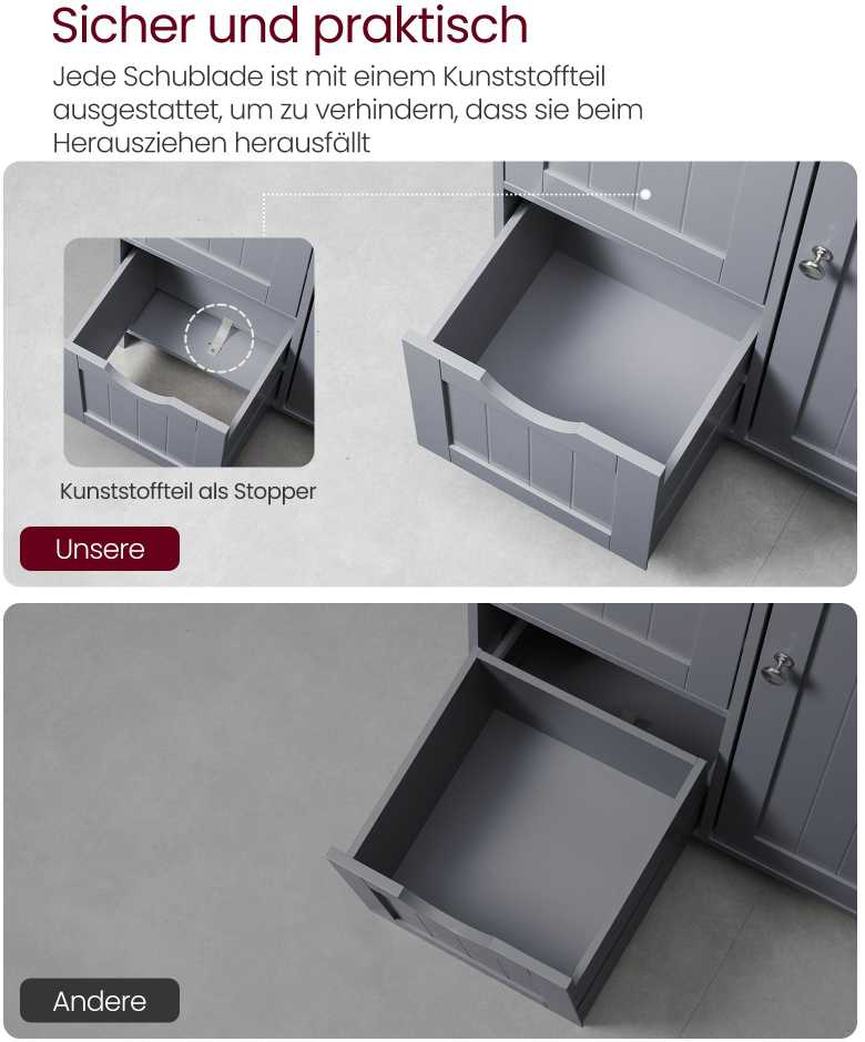 Vasagle Badezimmerschrank mit 3 Schubladen und Schranktür