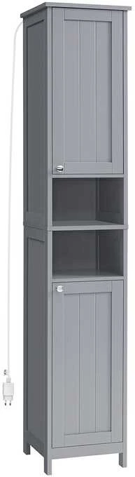 Vasagle Badezimmerschrank mit Beleuchtung taubengrau