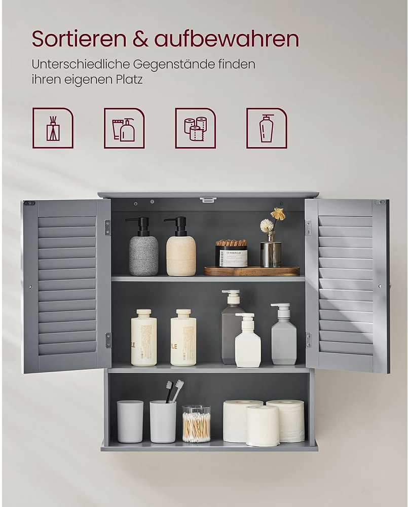 Vasagle Badezimmerschrank mit verstellbarem Einlegeboden und Lamellentüren