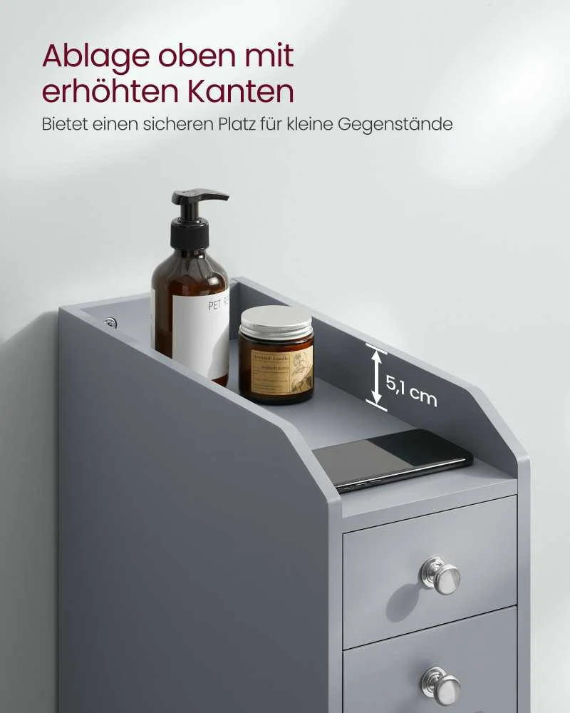 Vasagle Badezimmerschrank mit Schubladen für Toilettenpapier schmal