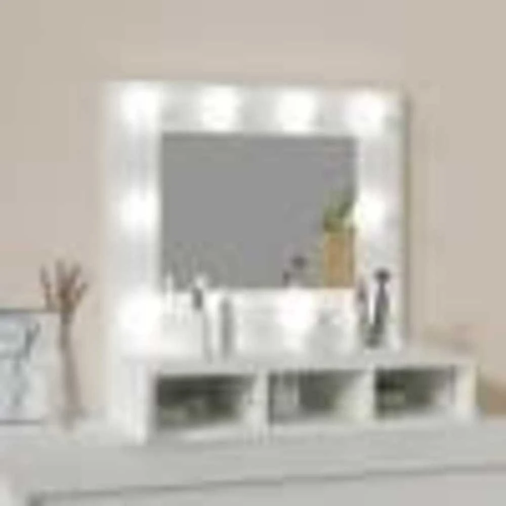 Veidrodinė spintelė su LED apšvietimu, balta, 60x31,5x62cm