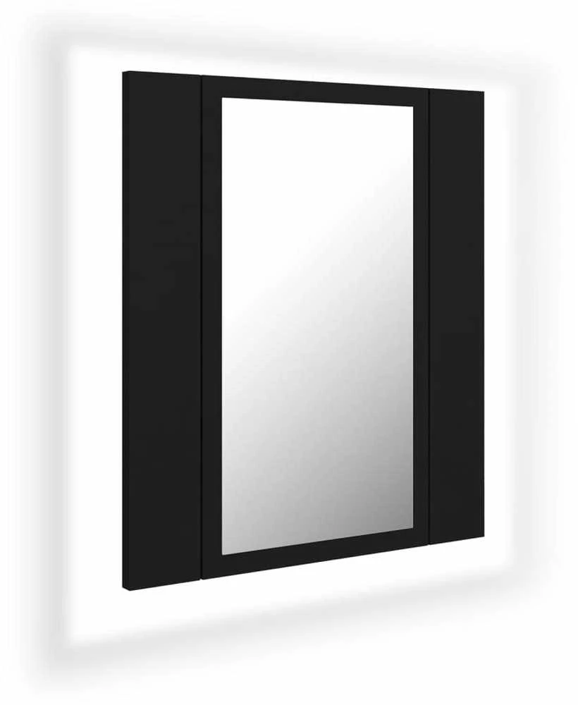 Veidrodinė vonios spintelė su LED, juoda, 40x12x45cm, akrilas