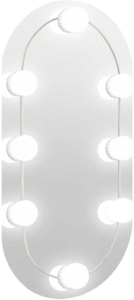 Veidrodis su LED lemputėmis, 40x20cm, stiklas, ovalo formos