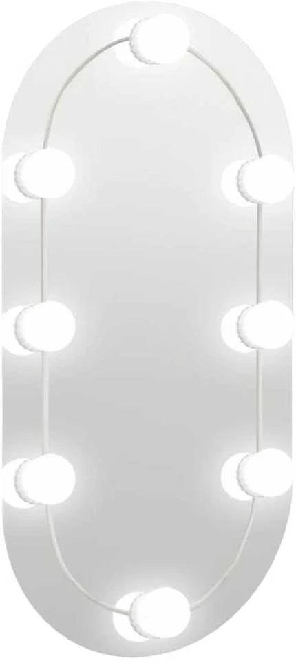 Veidrodis su LED lemputėmis, 60x30cm, stiklas, ovalo formos