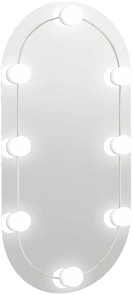 Veidrodis su LED lemputėmis, 80x40cm, stiklas, ovalo formos