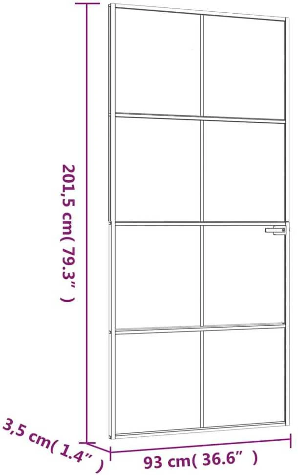 Vidaus durys, baltos, 93x201,5cm, grūdintas stiklas/aliuminis