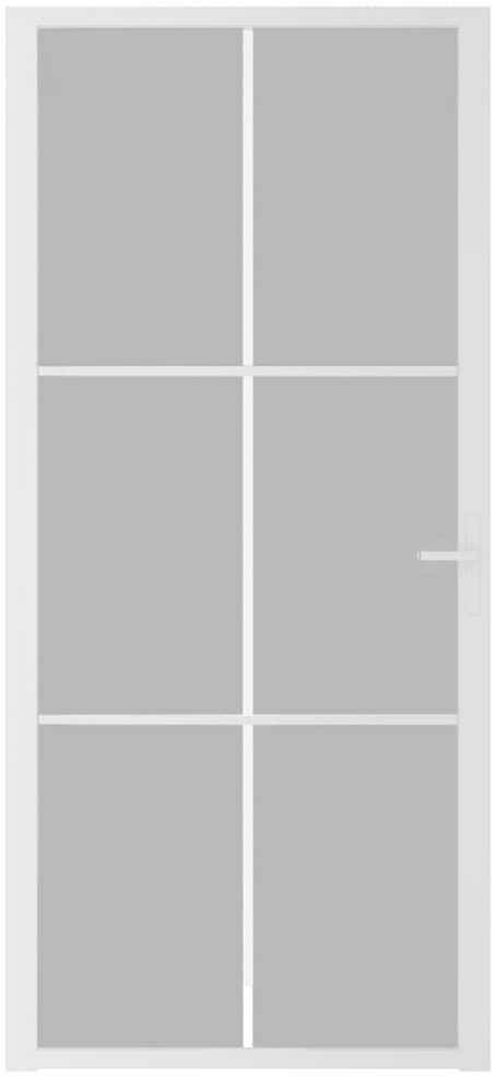 Vidaus durys, baltos, 93x201,5cm, matinis stiklas ir aliuminis