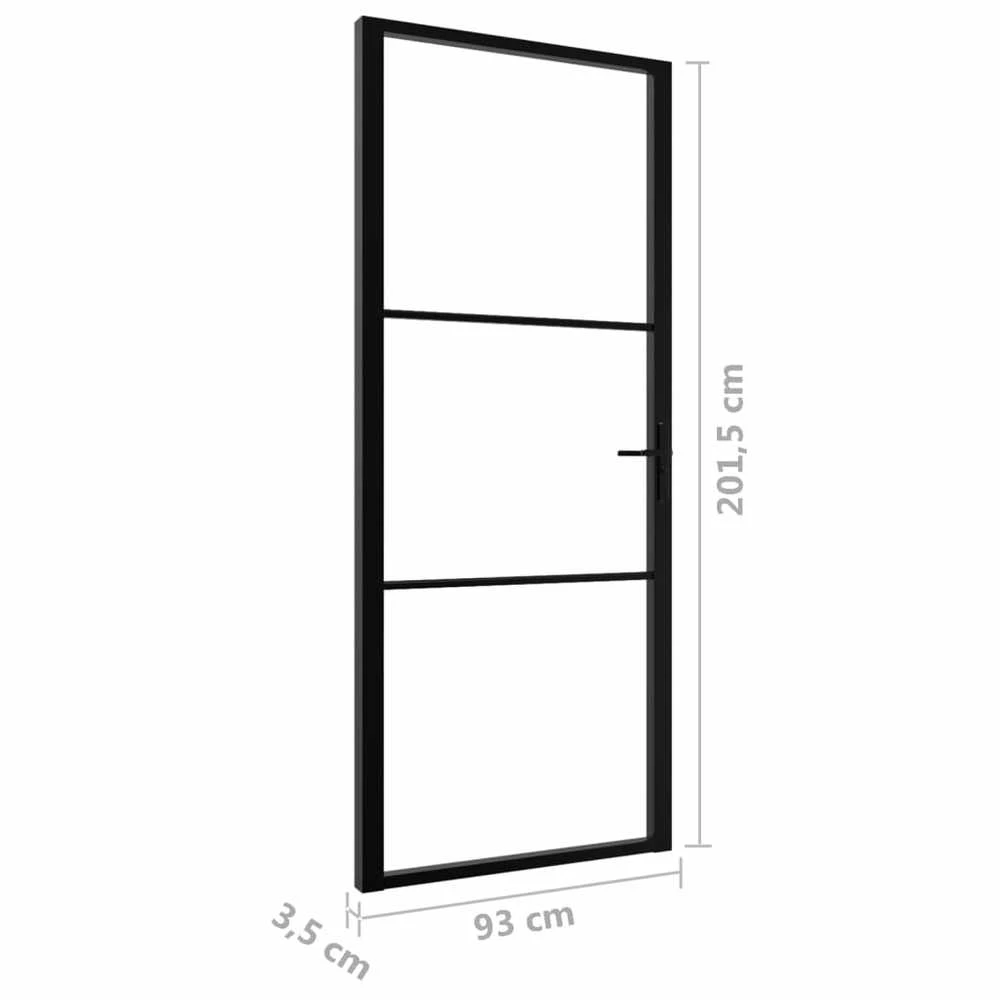 Vidaus durys, juodos, 93x201,5cm, ESG stiklas ir aliuminis