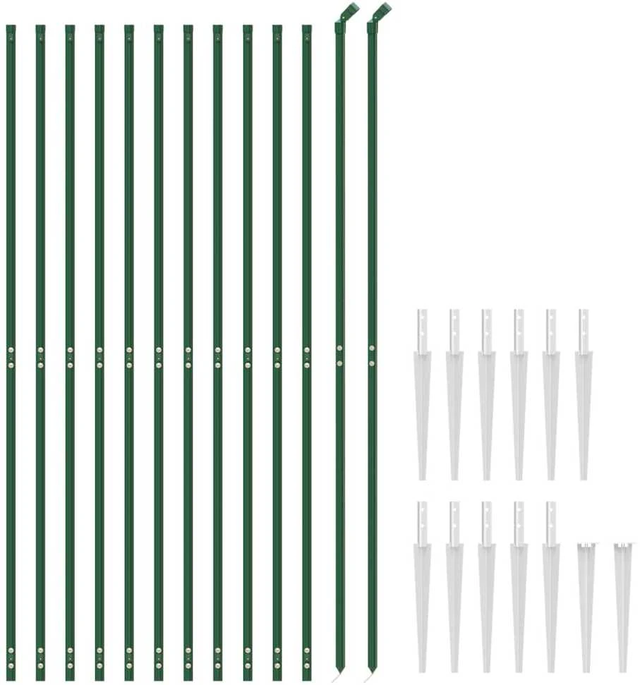 Vielinė tinklinė tvora su smaigais, žalios spalvos, 1,4x25m