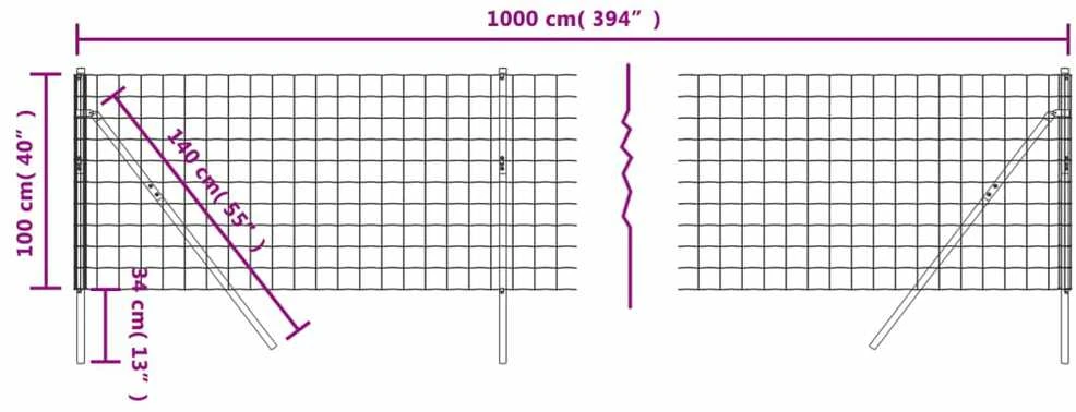 Vielinė tinklinė tvora, žalia, 1x10m, galvanizuotas plienas