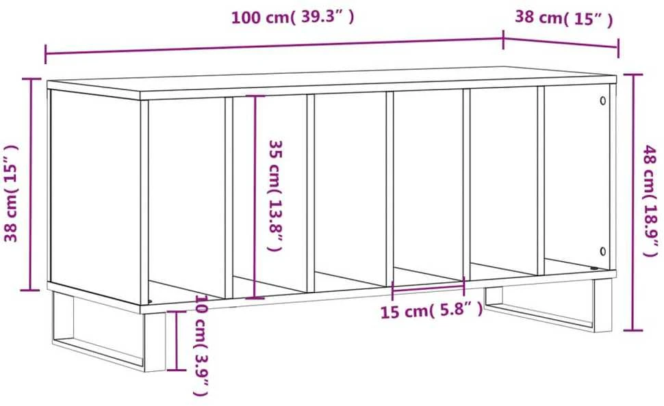 Vinilinių plokštelių spintelė, ąžuolo, 100x38x48cm, mediena