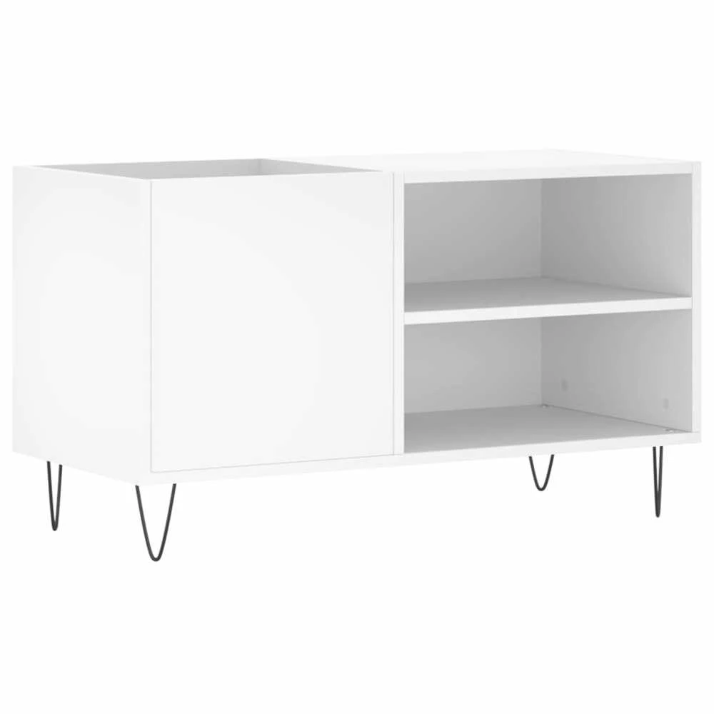 Vinilinių plokštelių spintelė, balta, 85x38x48cm, mediena