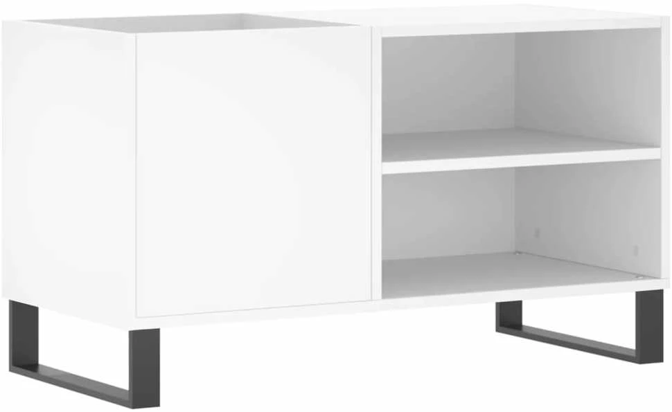Vinilinių plokštelių spintelė, balta, 85x38x48cm, mediena