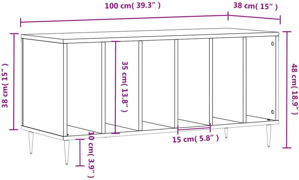 Vinilinių plokštelių spintelė, juoda, 100x38x48cm, mediena