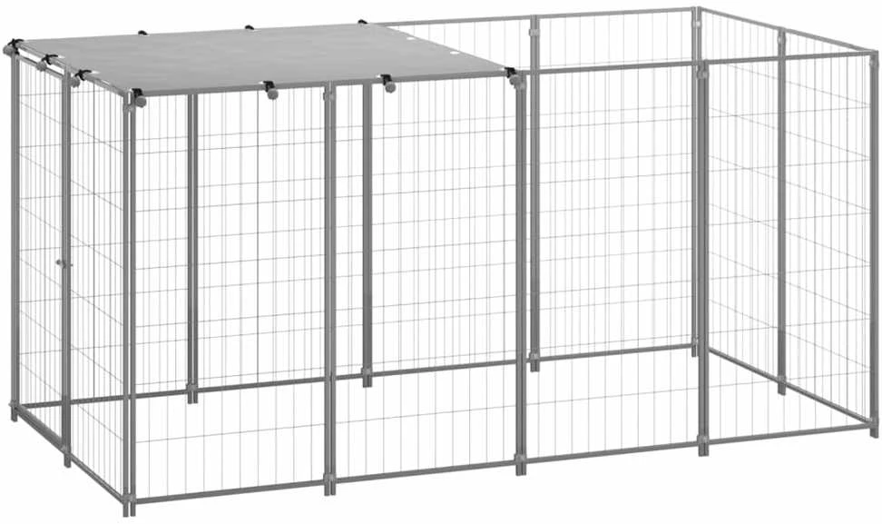 Voljeras šunims, sidabrinės spalvos, 2,42 m², plienas