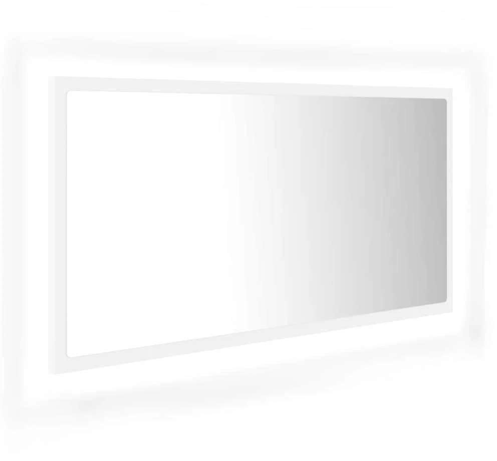 Vonios kambario LED veidrodis, baltas, 90x8,5x37cm, akrilas
