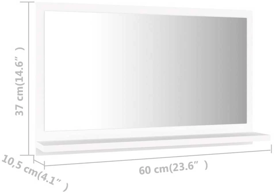Vonios kambario veidrodis, baltas, 60x10,5x37cm, mediena