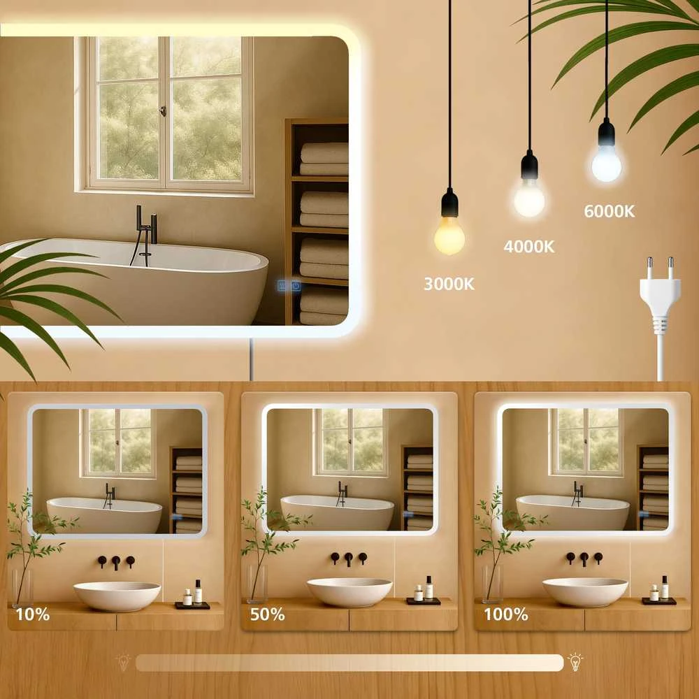 Vonios veidrodis Jericho 60x80 be Bluetooth