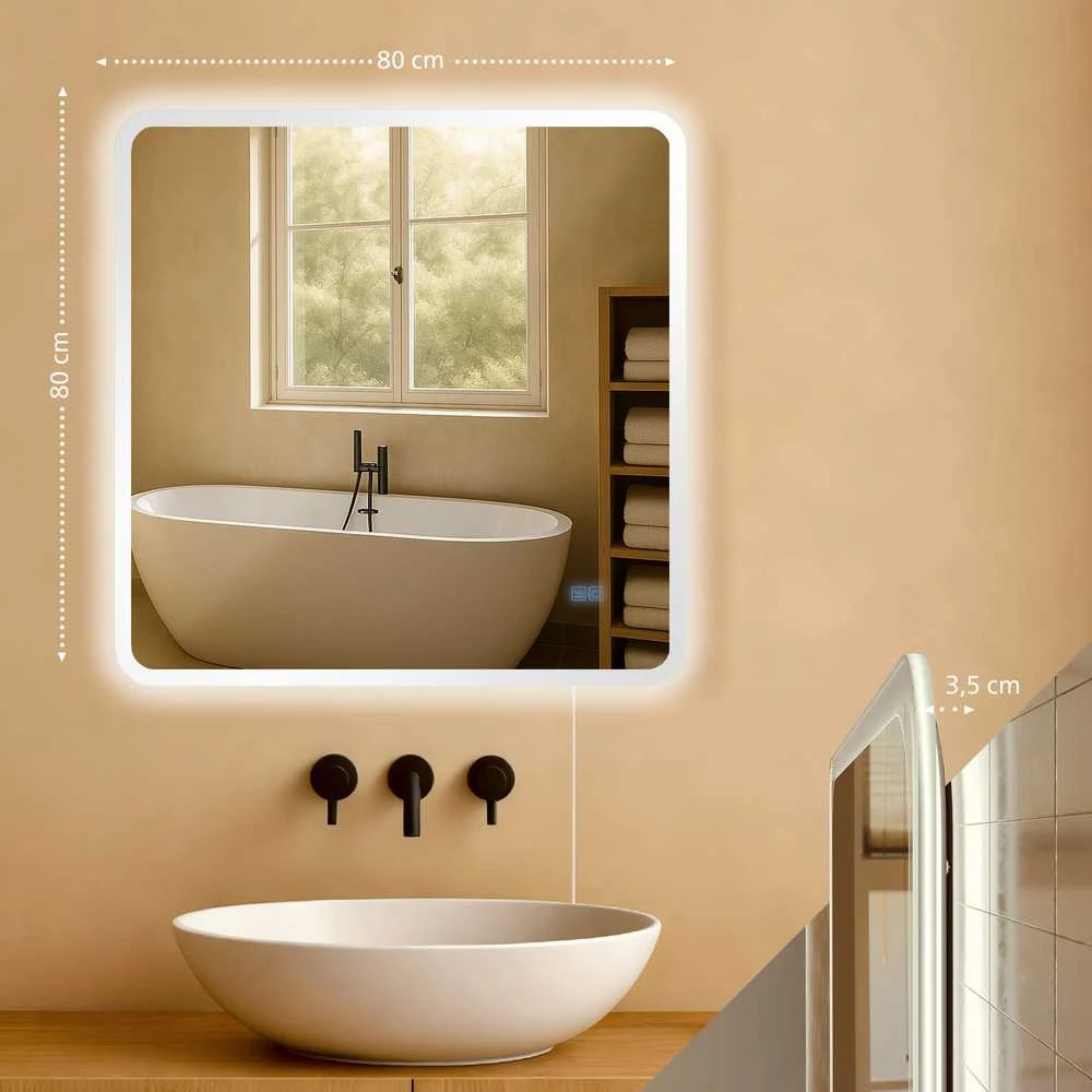 Vonios veidrodis Jericho 80x80 be Bluetooth