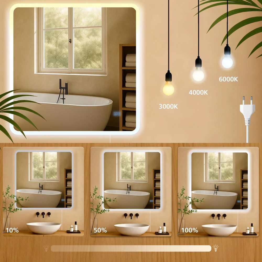 Vonios veidrodis Jericho 80x80 be Bluetooth