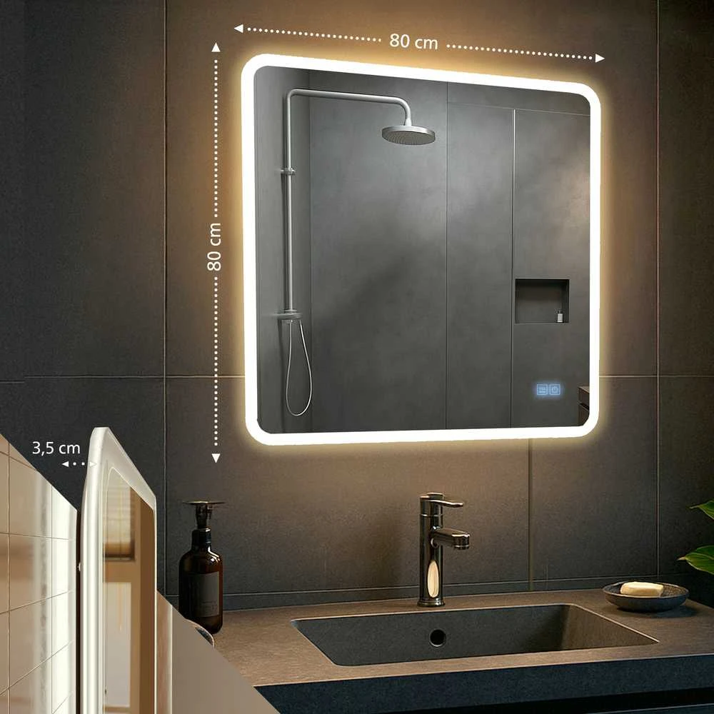 Vonios veidrodis Jericho 80x80 su „Bluetooth“