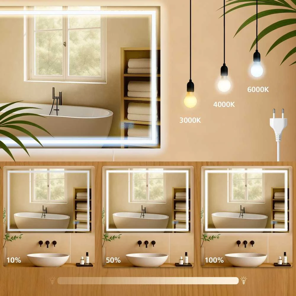 Vonios veidrodis Jaffrey 70x100 be Bluetooth