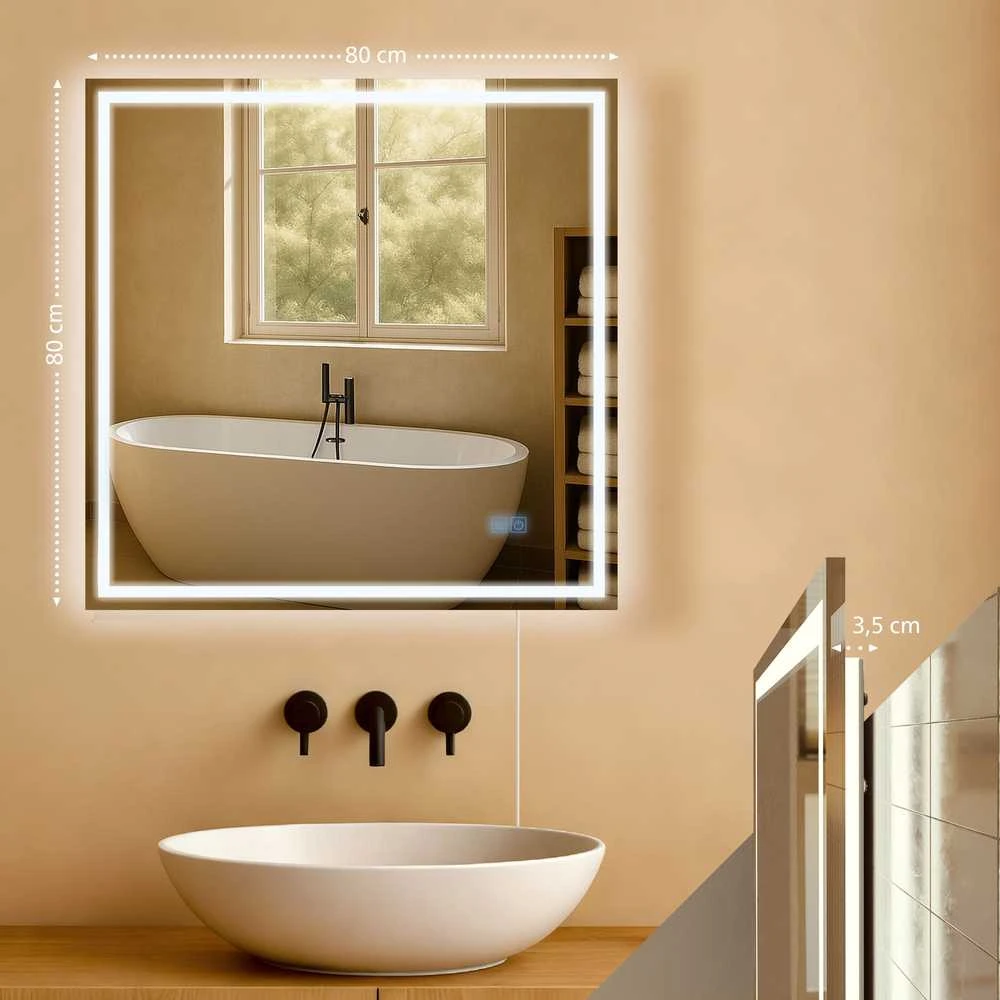 Vonios veidrodis Jaffrey 80x80 be Bluetooth