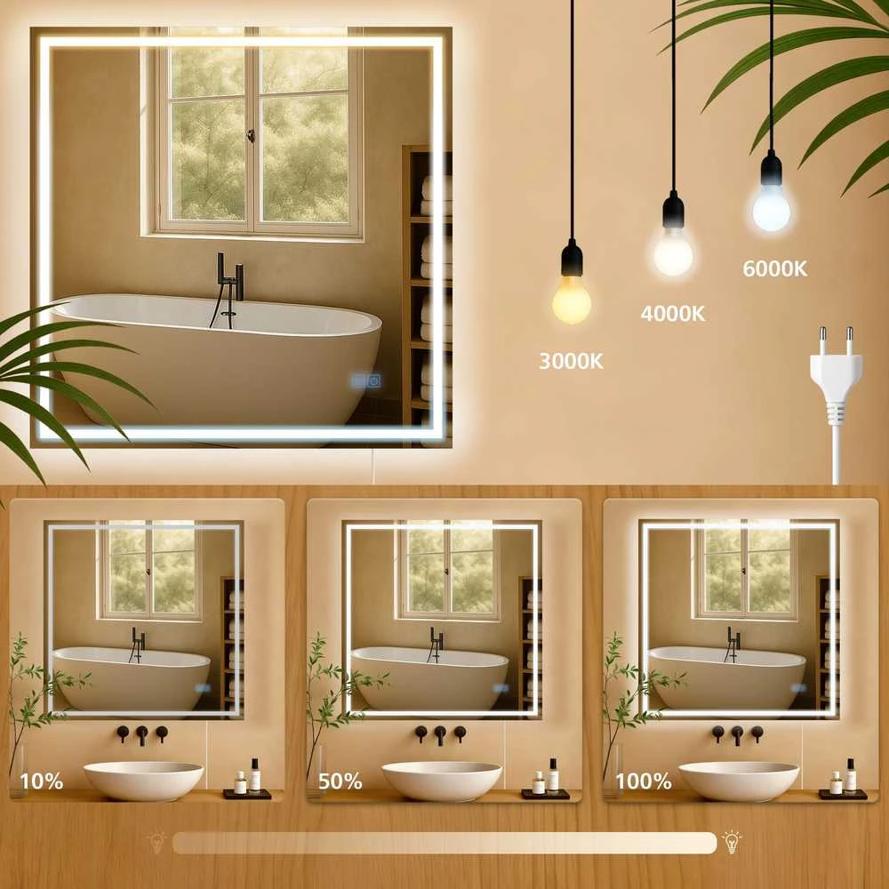 Vonios veidrodis Jaffrey 80x80 be Bluetooth