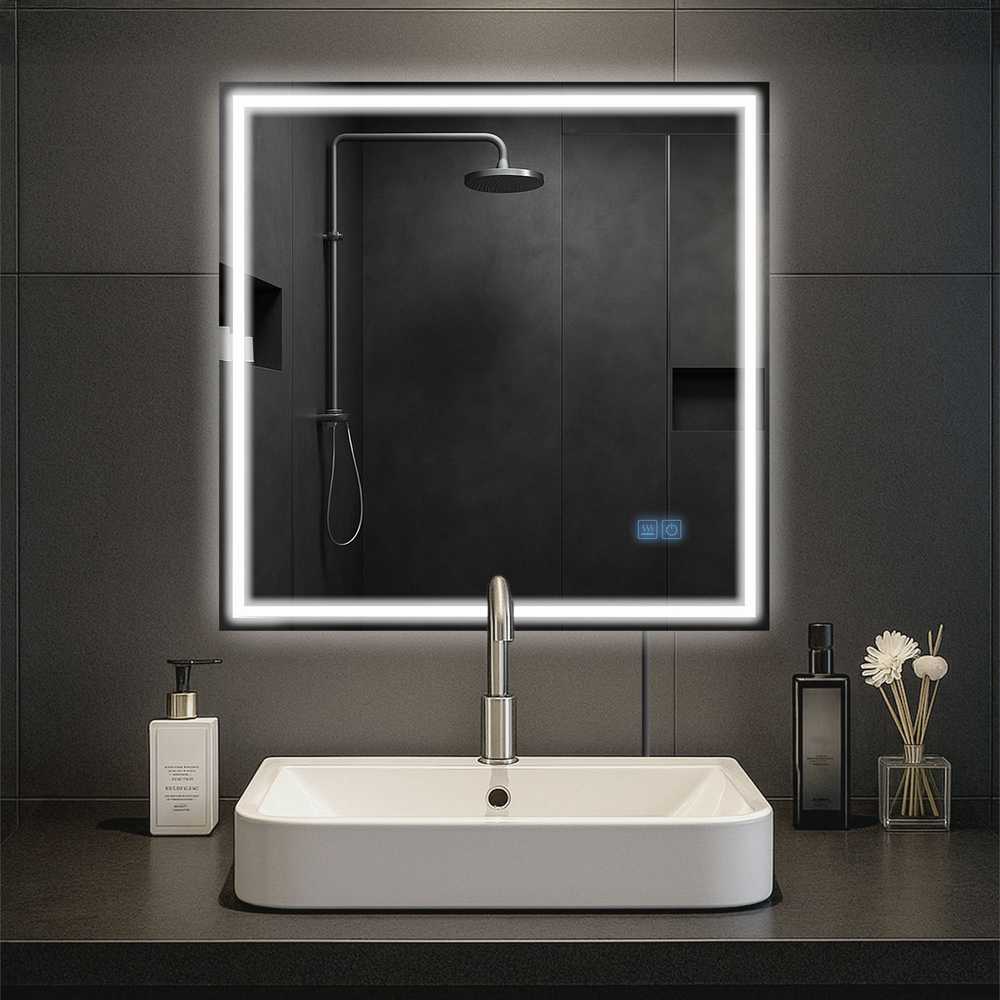 Vonios veidrodis Jaffrey 80x80 su „Bluetooth“