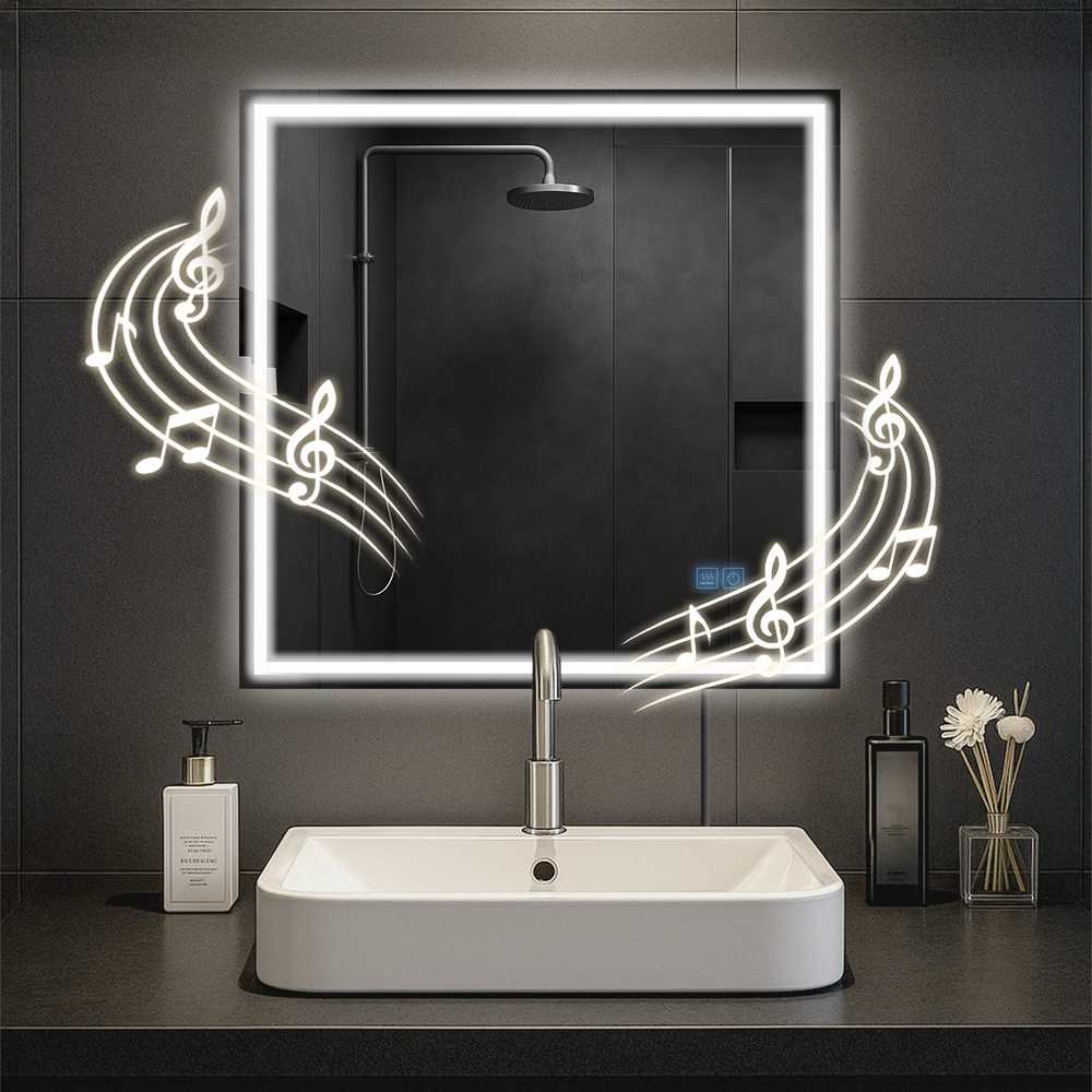 Vonios veidrodis Jaffrey 80x80 su „Bluetooth“