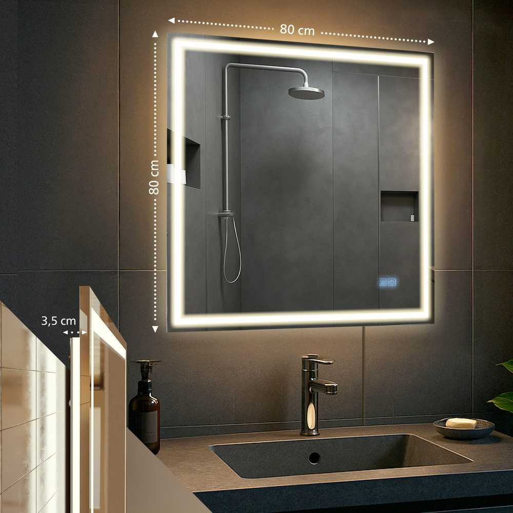 Vonios veidrodis Jaffrey 80x80 su „Bluetooth“