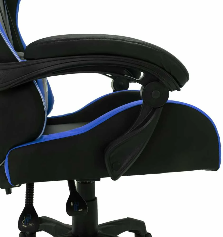 Žaidimų kėdė su LED lemputėmis, mėlyna ir juoda, dirbtinė oda