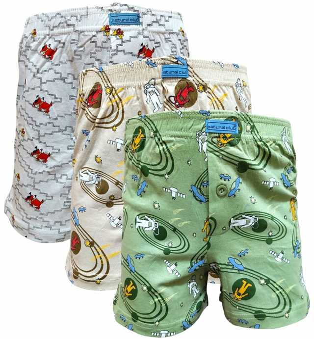 3 vnt. Apatinės kelnaitės berniukams Natural Club boxer, įvairūs raštai,