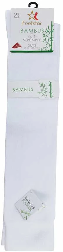 Bambukinės kojinės iki kelių moterims Footstar 69606, baltos, 2 poros