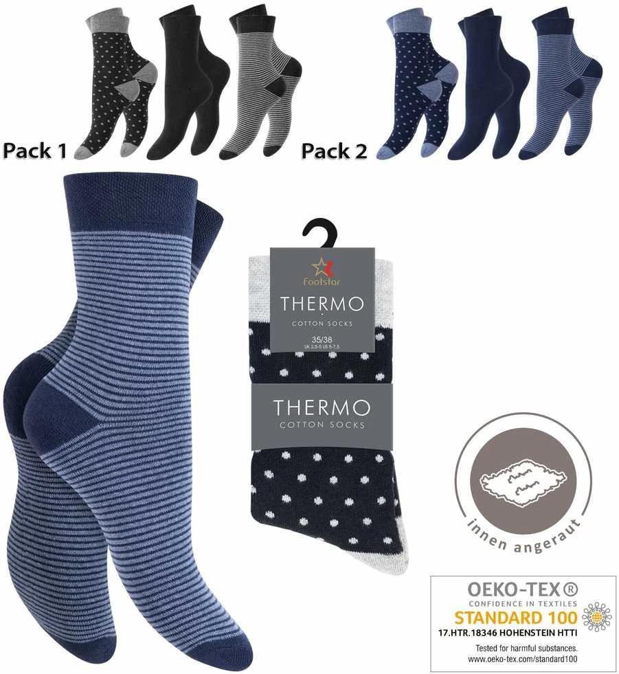 Frotinės termo kojinės moterims Footstar Thermo 60003, juodos (3 poros)