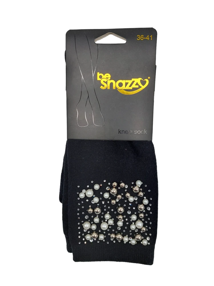 Kojinės iki kelių su papuošimais moterims Be Snazzy SK-34, juodos