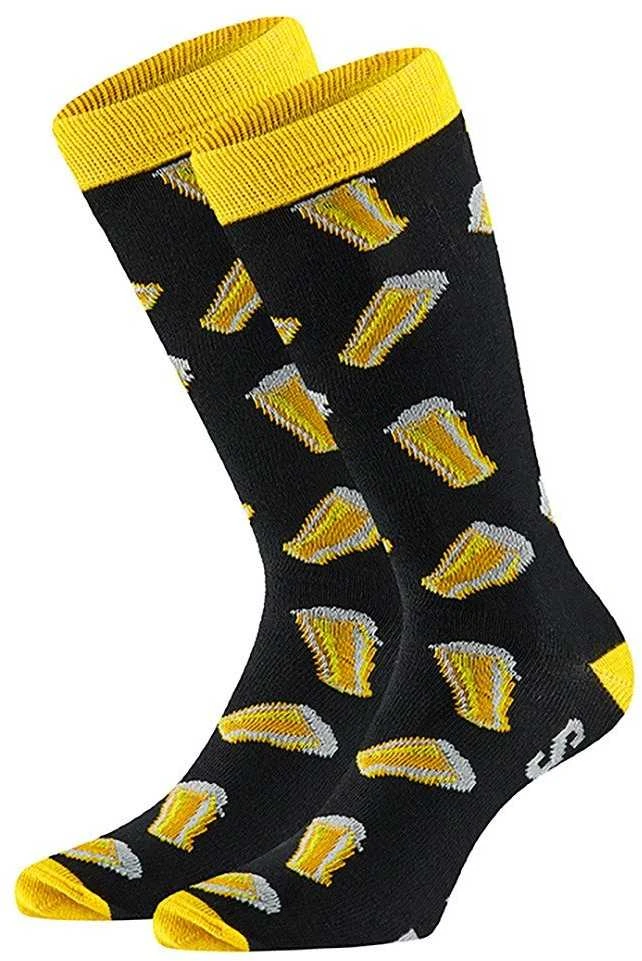 Kojinės vyrams skardinėje Beer socks Save water drink beer, juoda/geltona 42-47