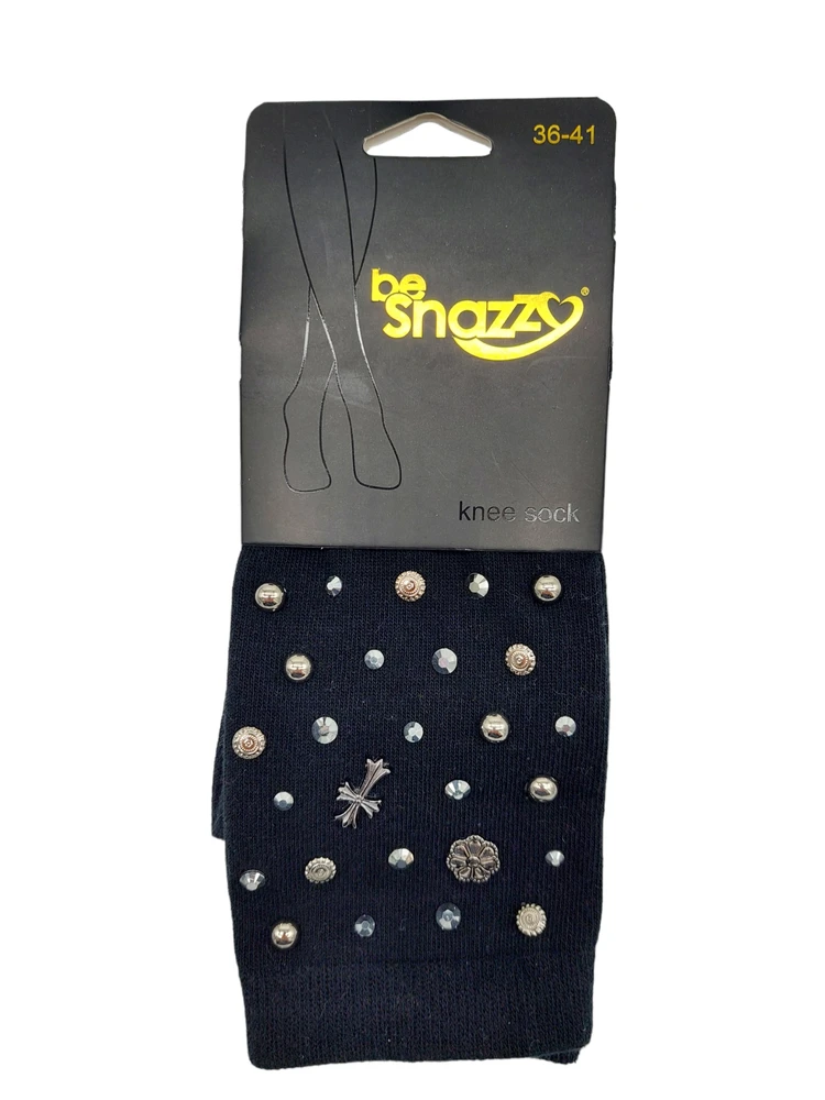 Moteriškos kojinės iki kelio su papuošimais Be Snazzy SK-34, juodos