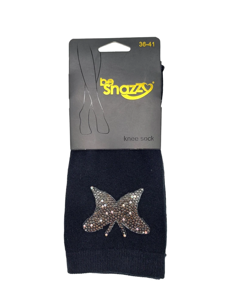 Moteriškos kojinės iki kelio su papuošimais Be Snazzy SK-34, juodos