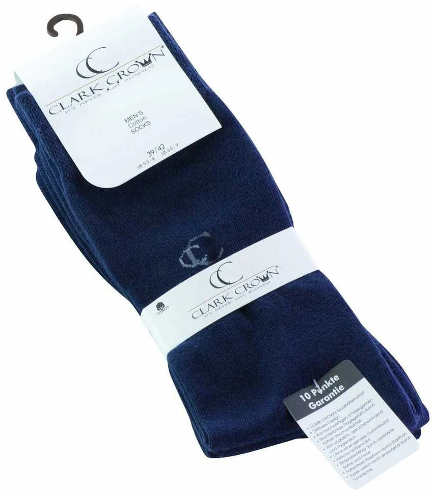 Šukuotinės medvilnės kojinės vyrams Clark Crown premium 2090, 3 poros, mėlynos