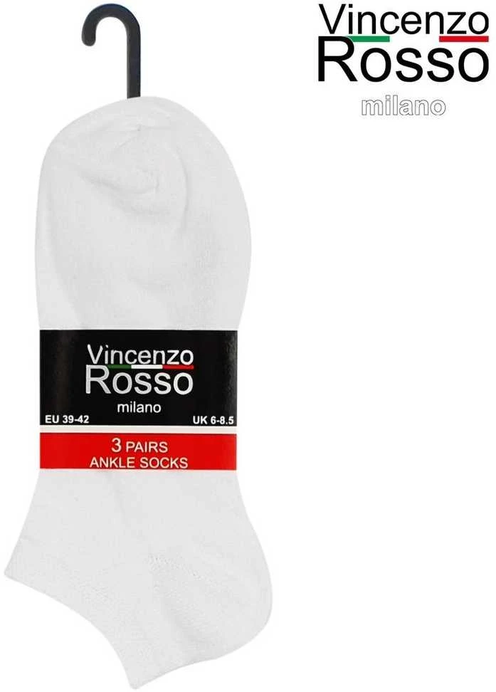 Trumpos kojinės vyrams Vincenzo Rosso, baltos, 18 porų