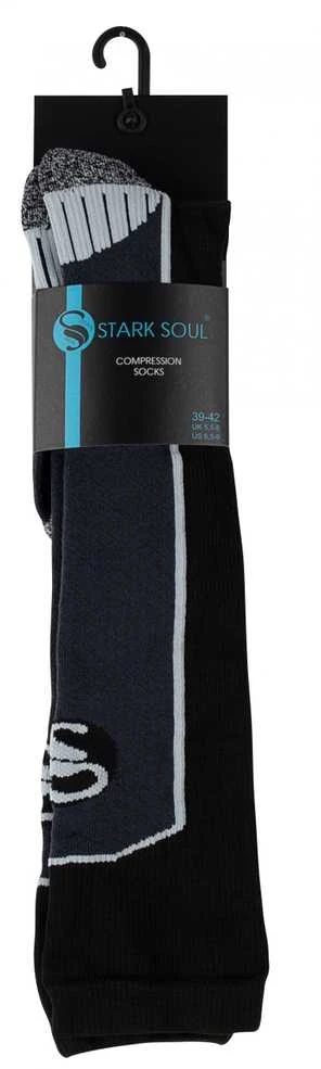 Unisex ilgos kompresinės sportinės kojinės Stark Soul 2139, juoda-pilka