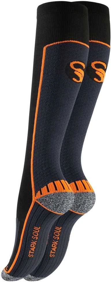Unisex ilgos kompresinės sportinės kojinės Stark Soul 2139, juoda-oranžinė