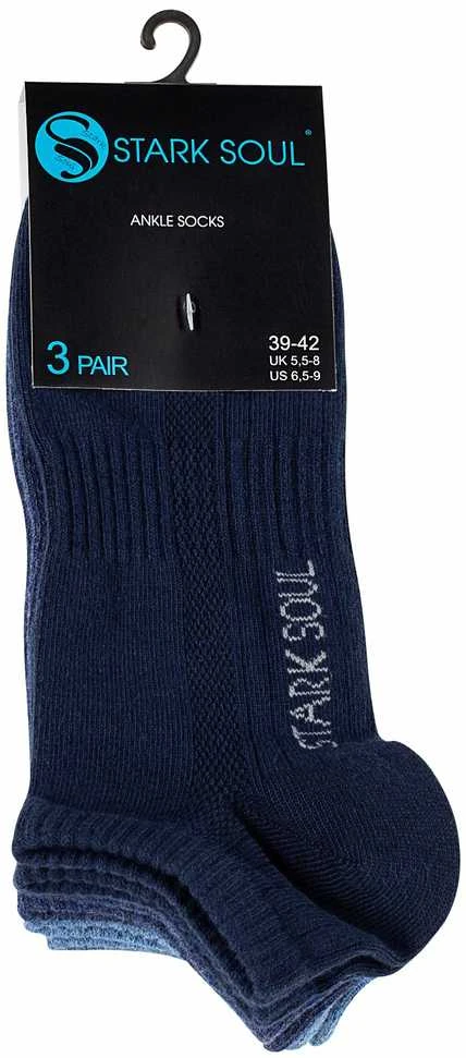 Unisex trumpos kojinės su šukuotine medvilne Stark Soul 2124, 3 poros, mėlynos
