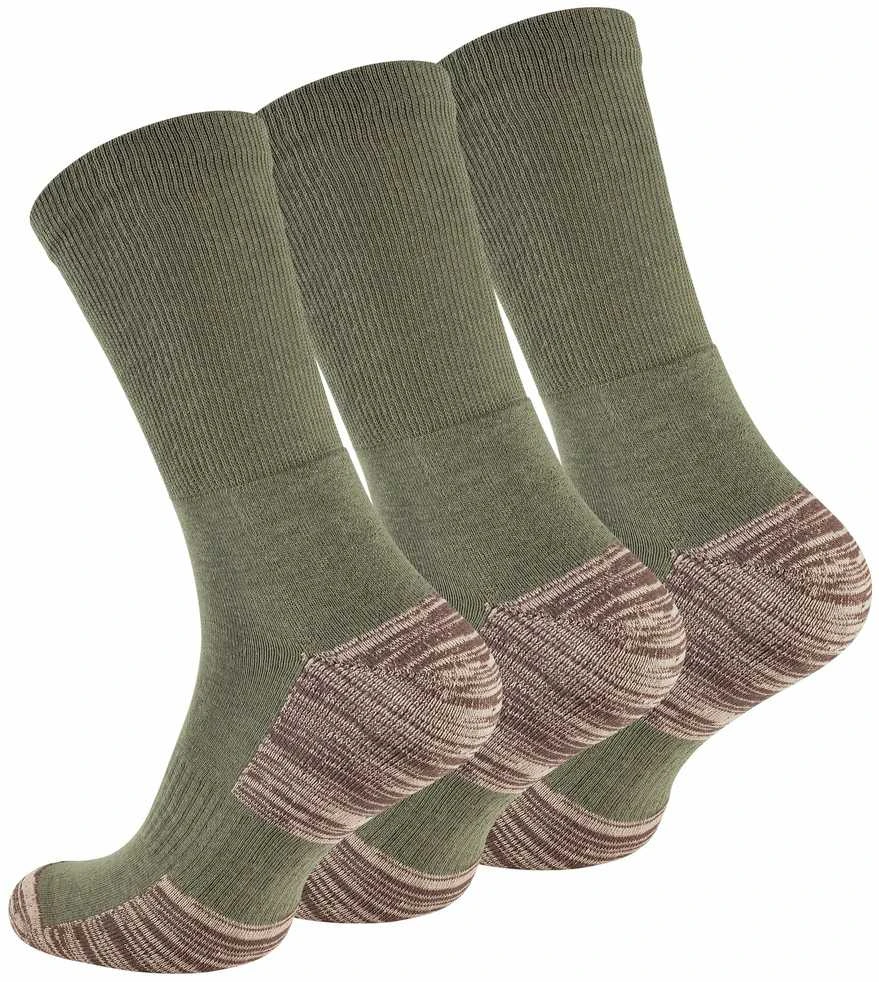 Unisex žygio kojinės su šukuotine medvilne Stark Soul 2103, žalia-ruda, 3 poros
