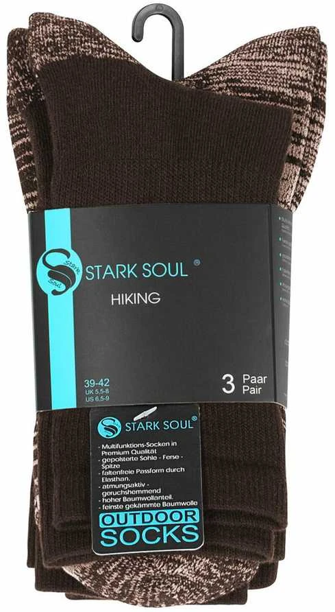 Unisex žygio kojinės su šukuotine medvilne Stark Soul 2103, rudos, 3 poros